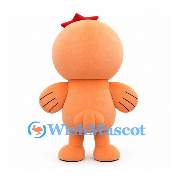 Duck Mascot Costume in Peach with White Belly and Red Flower