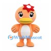 Duck Mascot Costume in Peach with White Belly and Red Flower