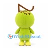 Pear Mascot Costume in Green with Long Curved Stem