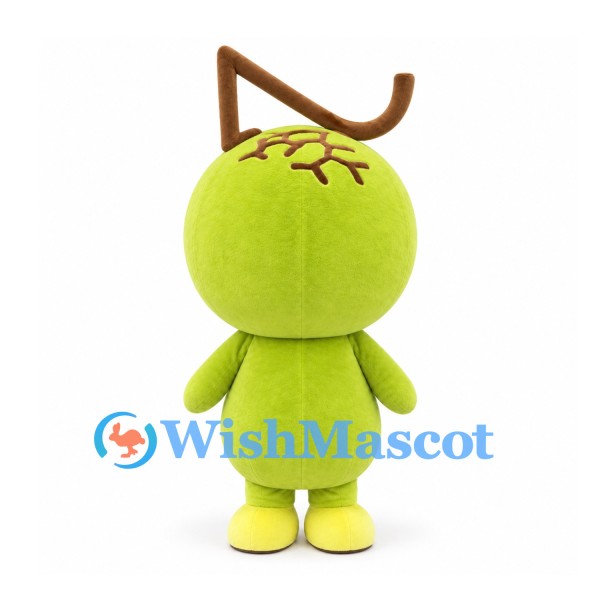 Pear Mascot Costume in Green with Long Curved Stem