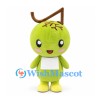 Pear Mascot Costume in Green with Long Curved Stem