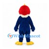 Bird Mascot Costume in Blue and Red with Cream Neck Ruff
