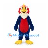 Bird Mascot Costume in Blue and Red with Cream Neck Ruff