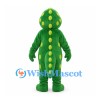 Dinosaur Mascot Costume in Green with Yellow Spots and Purple Belly