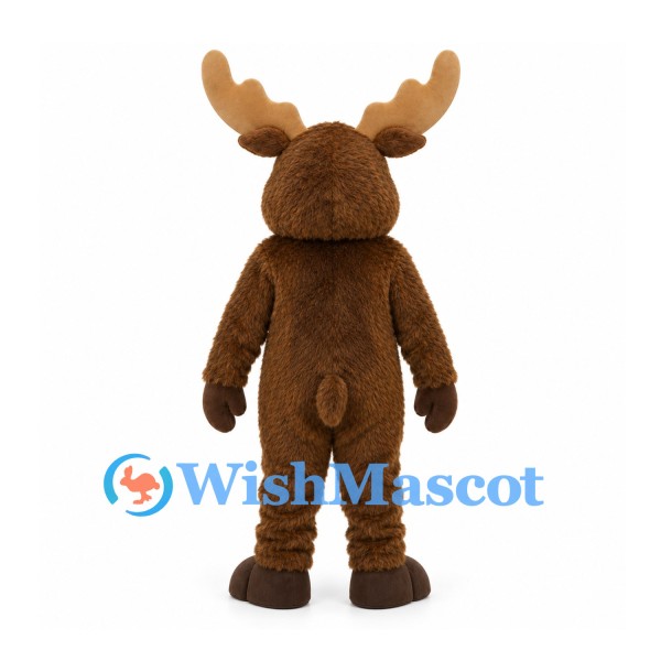 Moose Mascot Costume in Brown with Large Tan Antlers