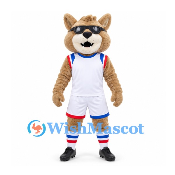 Dog Mascot Costume with Sunglasses and White Sports Uniform