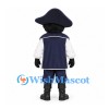 Pirate Mascot Costume with Navy Coat and Black Tricorn Hat