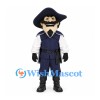 Pirate Mascot Costume with Navy Coat and Black Tricorn Hat