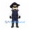 Pirate Mascot Costume with Navy Coat and Black Tricorn Hat