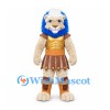 Lion Mascot Costume with Blue Mane and Gold Warrior Armor