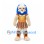 Lion Mascot Costume with Blue Mane and Gold Warrior Armor