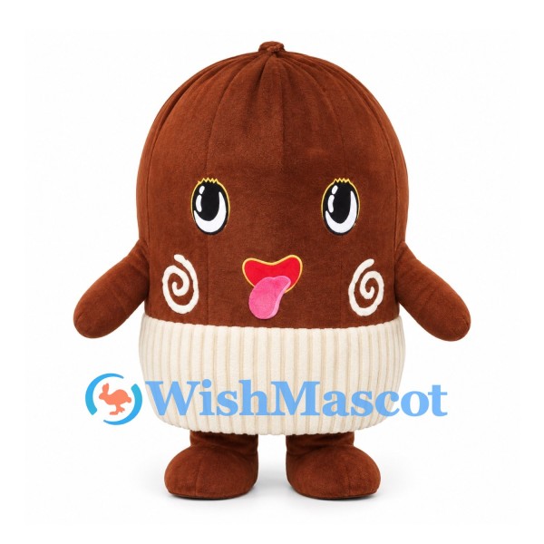 Chestnut Mascot Costume in Brown with Cream Ribbed Base
