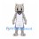 Dragon Mascot Costume in Gray with White Sports Uniform and Purple Trim