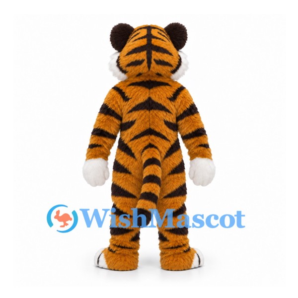 Tiger Mascot Costume in Orange with Black Stripes and White Paws