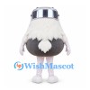 Eagle Mascot Costume with Silver Helmet and Round Gray Body