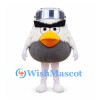 Eagle Mascot Costume with Silver Helmet and Round Gray Body