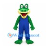 Frog Mascot Costume in Green with Blue Overalls