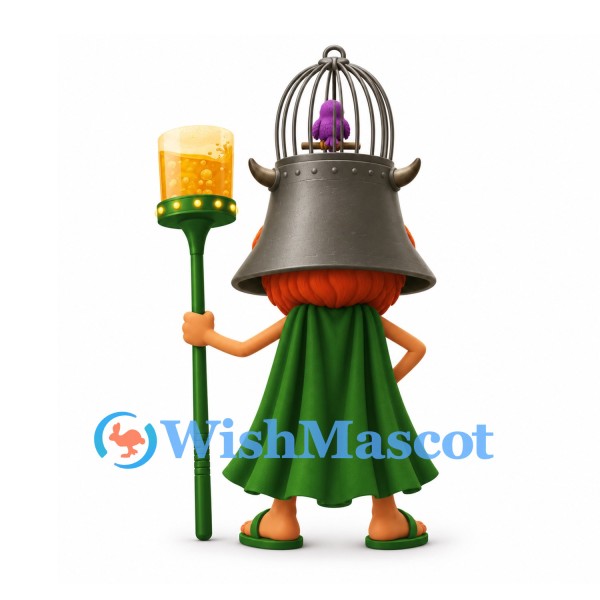 Goblin Mascot Costume with Orange Face and Green Cape