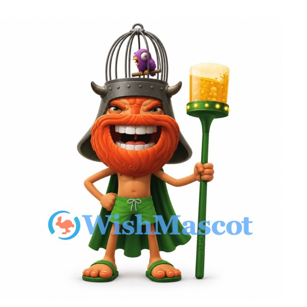 Goblin Mascot Costume with Orange Face and Green Cape