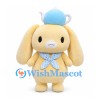 Rabbit Mascot Costume in Cream with Blue Hat and Bow