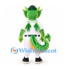 Dragon Mascot Costume in Green with White Baseball Uniform