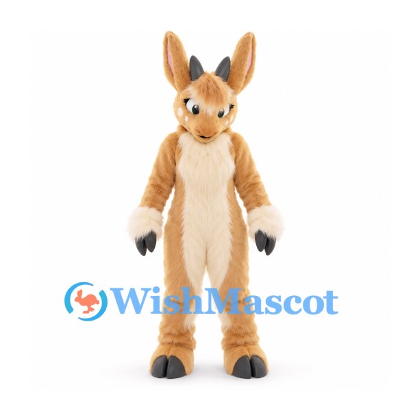 Kangaroo Mascot Costume in Tan with White Chest and Large Ears