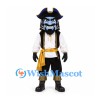 Pirate Mascot Costume with Blue Face and Black Gold Tricorn Hat