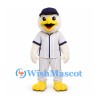 Eagle Mascot Costume with White Baseball Uniform and Navy Cap
