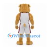 Bulldog Mascot Costume with Muscular Tan Body and White Uniform