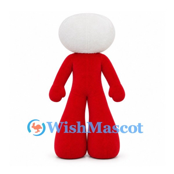 Character Mascot Costume with White Round Head and Red Body