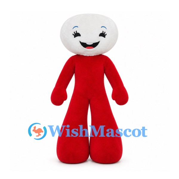 Character Mascot Costume with White Round Head and Red Body