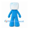 Ice Cube Mascot Costume with Pale Blue Head and Blue Body