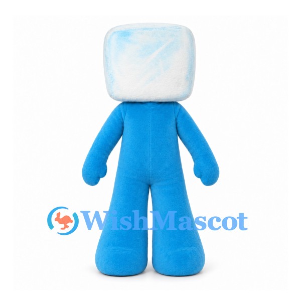 Ice Cube Mascot Costume with Pale Blue Head and Blue Body