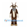 Goat Mascot Costume in Brown with Cream Beard and Checkered Scarf