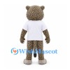 Leopard Mascot Costume with Gray Spotted Body and White Shirt