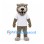 Leopard Mascot Costume with Gray Spotted Body and White Shirt