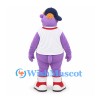 Hippo Mascot Costume in Purple with White Baseball Jersey