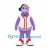 Hippo Mascot Costume in Purple with White Baseball Jersey