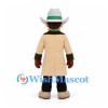 Cowboy Mascot Costume with Cream Long Coat and Green Scarf