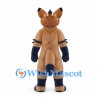 Hyena Mascot Costume in Tan with Dark Stripes and Blue Chest