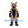 Hyena Mascot Costume in Tan with Dark Stripes and Blue Chest