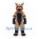 Hyena Mascot Costume in Tan with Dark Stripes and Blue Chest