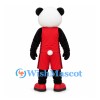 Panda Mascot Costume with Red Sports Shirt and Shorts