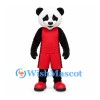 Panda Mascot Costume with Red Sports Shirt and Shorts
