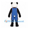Panda Mascot Costume with Blue Sports Shirt and Shorts