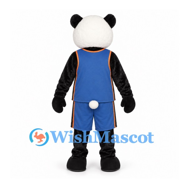 Panda Mascot Costume with Blue Sports Shirt and Shorts