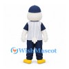 Duck Mascot Costume with White Pinstripe Baseball Shirt and Navy Cap