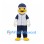 Duck Mascot Costume with White Pinstripe Baseball Shirt and Navy Cap