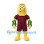 Corn Mascot Costume with Burgundy Sports Uniform and Green Leaf Arms