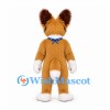 Corgi Dog Mascot Costume with Tan White Fur and Blue Bandanna